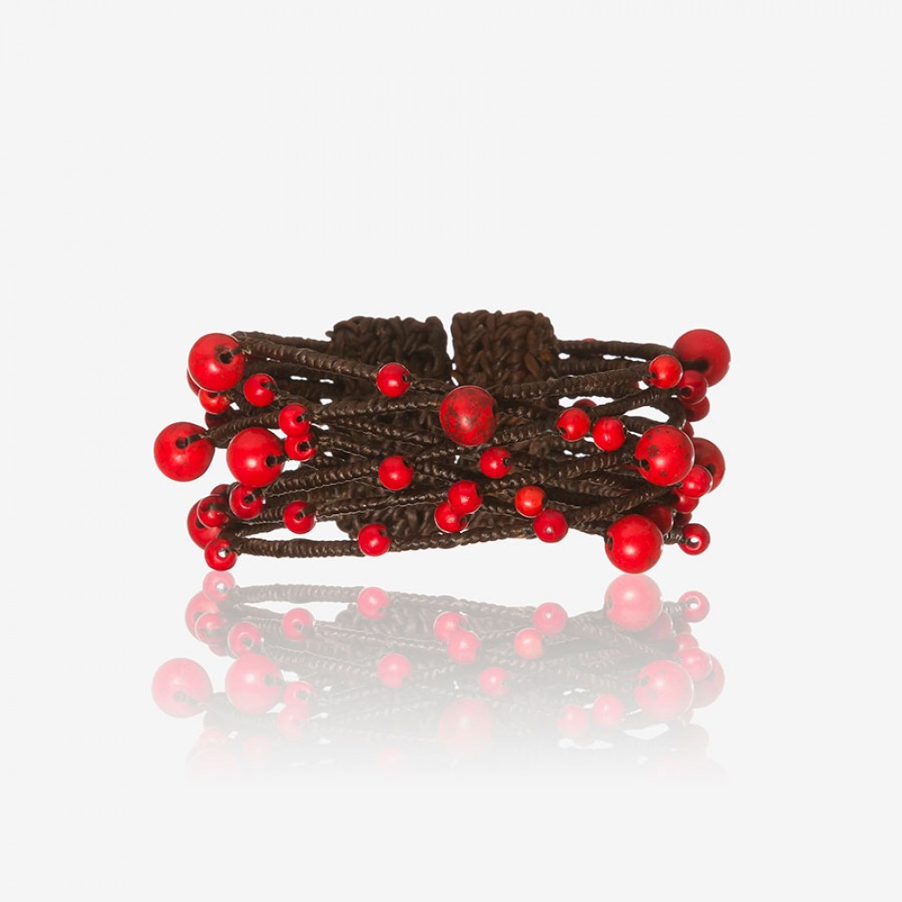 Armreif - Tano mit Perlen aus rotem Howlith