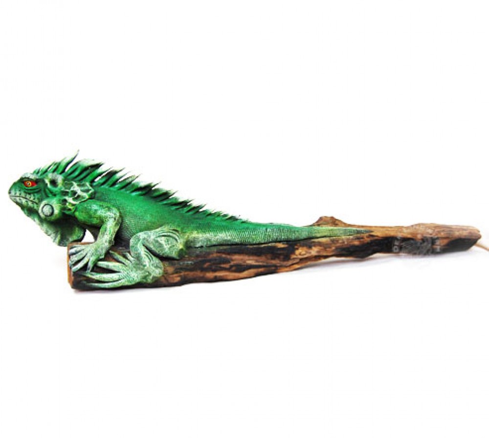 Leguan auf Holz - ca. 50 cm, liegend