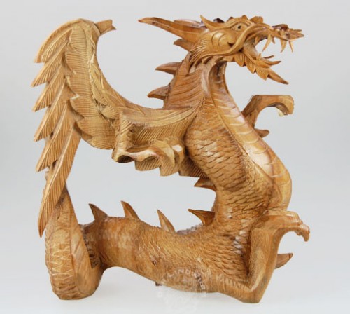 Chinesischer Drachen, mit Flügeln, ca. 20 cm - natur